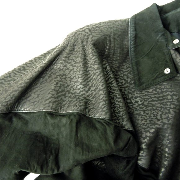 VTG 80s Black Suede Leather women's 6 Jacket big shoulders snap closure vintage - Picture 7 of 10